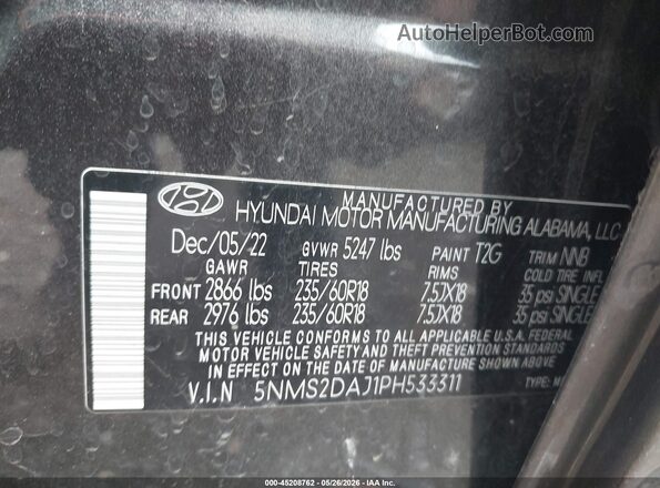 5NMS2DAJ1PH533311 2023 HYUNDAI SANTA FE Gray Engine compartment view