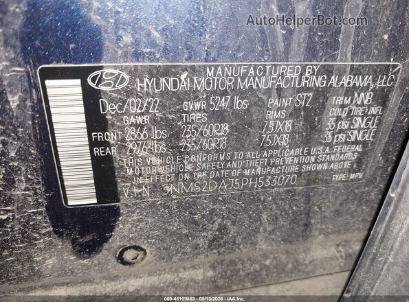 5NMS2DAJ5PH533070 2023 HYUNDAI SANTA FE Blue Engine compartment view