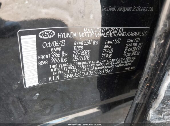 5NMS2DAJ8PH631882 2023 HYUNDAI SANTA FE Black 