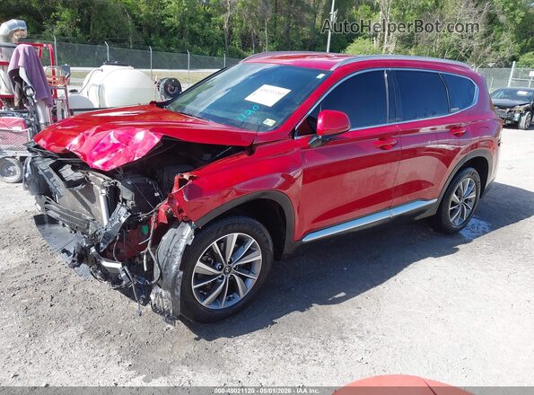 5NMS3CAD8KH004982 2019 HYUNDAI SANTA FE Red წინა მარცხენა ხედი სამი მეოთხედიდან