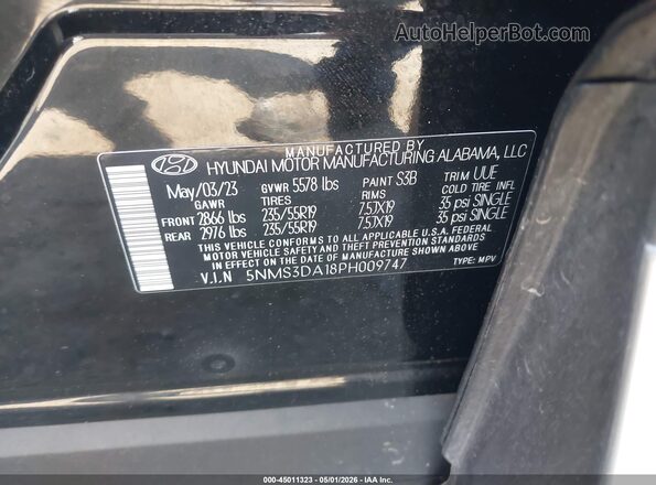 5NMS3DA18PH009747 2023 HYUNDAI SANTA FE HYBRID Black Engine compartment view