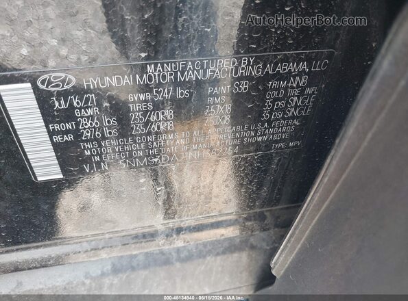 5NMS3DAJ1NH382254 2022 HYUNDAI SANTA FE Black Vista del compartimento del motor