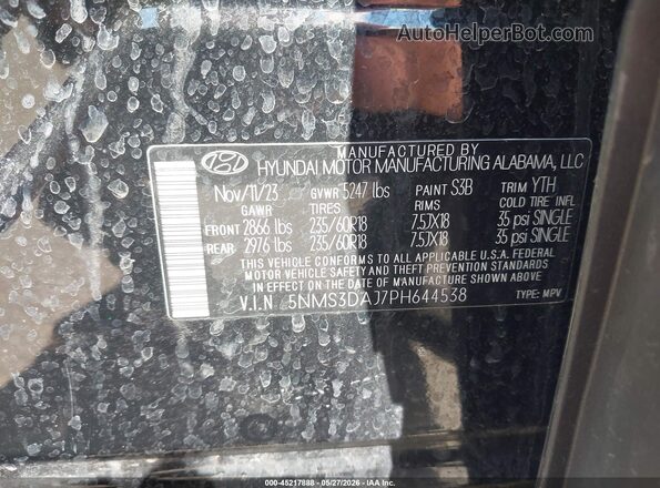 5NMS3DAJ7PH644538 2023 HYUNDAI SANTA FE Черный Вид подкапотного пространства