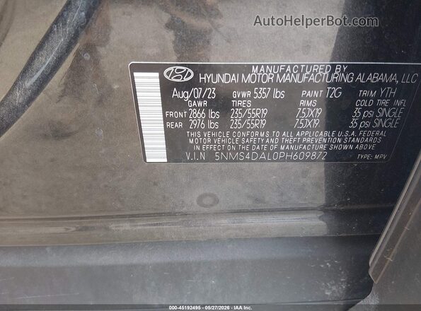 5NMS4DAL0PH609872 2023 HYUNDAI SANTA FE Gray Вид підкапотного простору