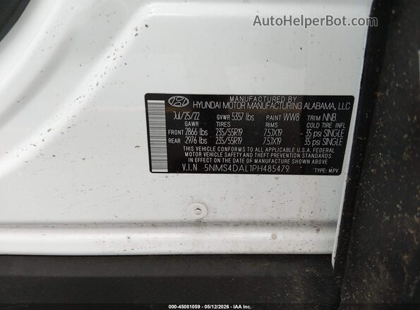 5NMS4DAL1PH485479 2023 HYUNDAI SANTA FE Белый Вид подкапотного пространства