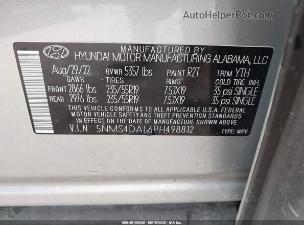 5NMS4DAL6PH498812 2023 HYUNDAI SANTA FE Silver Engine compartment view
