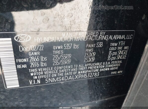5NMS4DALXPH532783 2023 HYUNDAI SANTA FE Black Շարժիչի բաժամունքի տեսք