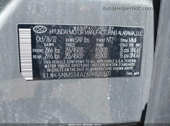5NMS54AL6PH520501 2023 HYUNDAI SANTA FE Gray Շարժիչի բաժամունքի տեսք