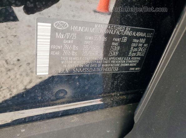 5NMS5DA1XPH007136 2023 HYUNDAI SANTA Черный 