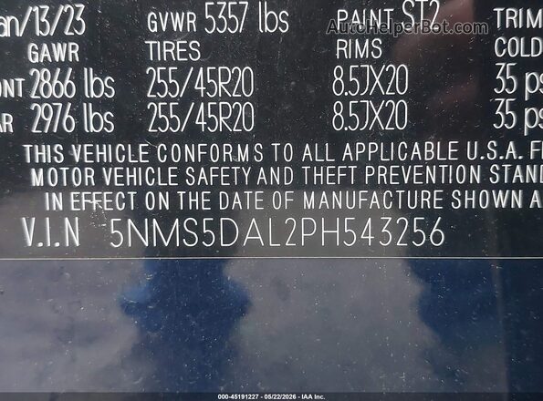 5NMS5DAL2PH543256 2023 HYUNDAI SANTA FE Blue Widok komory silnika