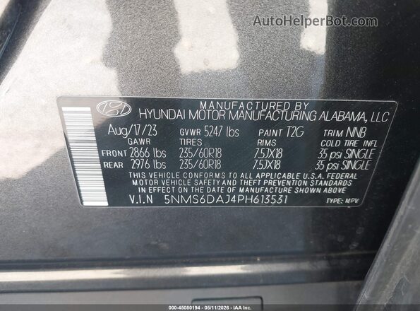 5NMS6DAJ4PH613531 2023 HYUNDAI SANTA FE Black Widok komory silnika