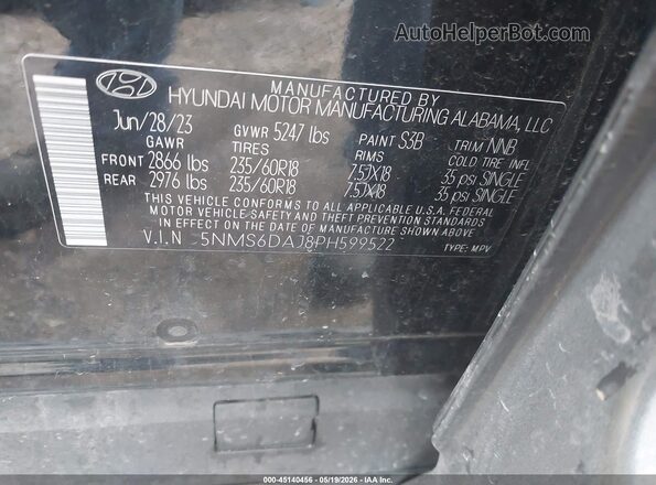 5NMS6DAJ8PH599522 2023 HYUNDAI SANTA FE Black Engine compartment view