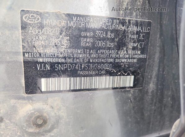 5NPD74LF5JH260001 2018 HYUNDAI ELANTRA Gray Вид підкапотного простору