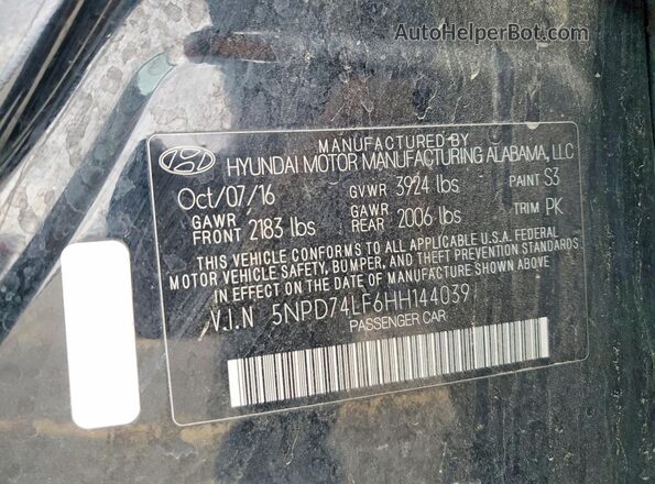 5NPD74LF6HH144039 2017 HYUNDAI ELANTRA Black 