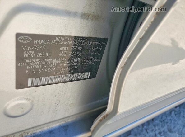 5NPD74LF6LH504175 2020 HYUNDAI ELANTRA Серебряный Вид подкапотного пространства