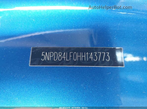 5NPD84LF0HH143773 2017 HYUNDAI ELANTRA Blue 