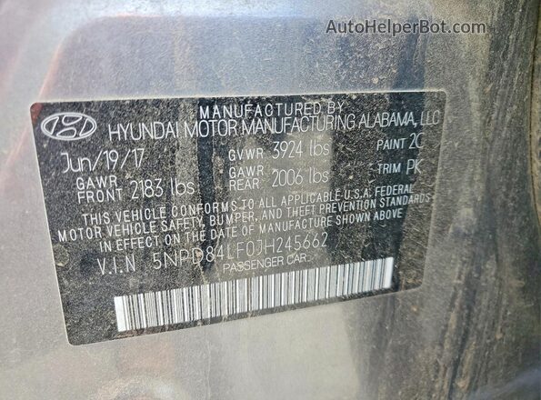 5NPD84LF0JH245662 2018 HYUNDAI ELANTRA Gray 