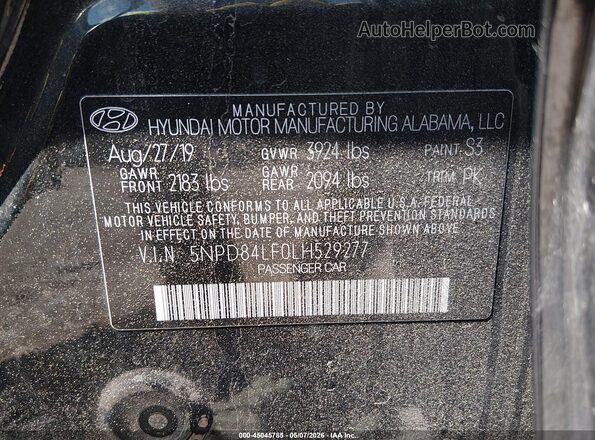 5NPD84LF0LH529277 2020 HYUNDAI ELANTRA Black Вид підкапотного простору