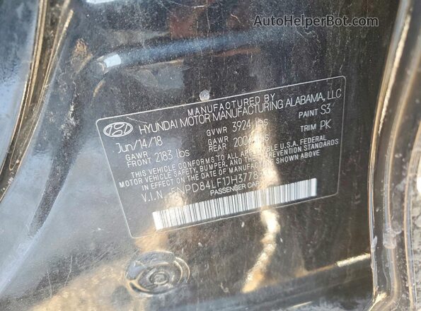 5NPD84LF1JH377832 2018 HYUNDAI ELANTRA Black Engine compartment view
