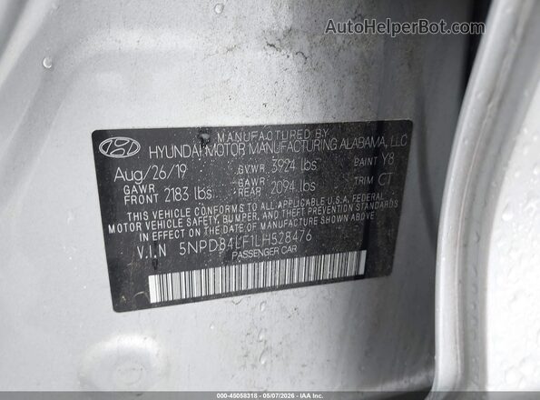 5NPD84LF1LH528476 2020 HYUNDAI ELANTRA Silver Engine compartment view