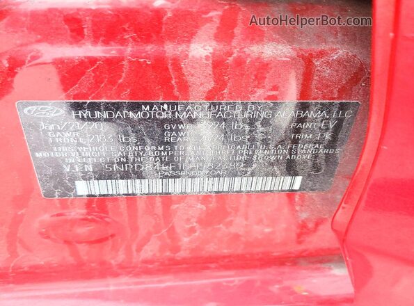 5NPD84LF1LH582389 2020 HYUNDAI ELANTRA Red Շարժիչի բաժամունքի տեսք