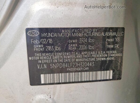 5NPD84LF2JH320443 2018 HYUNDAI ELANTRA Silver Вид підкапотного простору