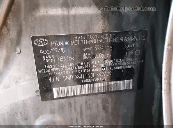 5NPD84LF2JH392629 2018 HYUNDAI ELANTRA Gray Vista del compartimento del motor