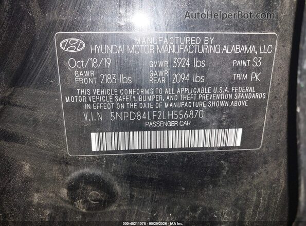 5NPD84LF2LH556870 2020 HYUNDAI ELANTRA Black 