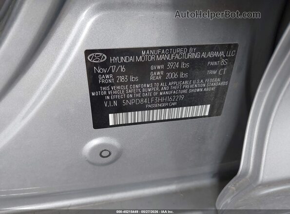 5NPD84LF3HH162219 2017 HYUNDAI ELANTRA Gray 