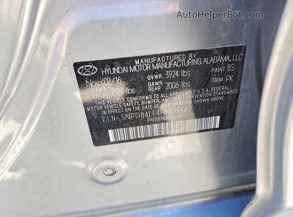 5NPD84LF4HH155361 2017 HYUNDAI ELANTRA Gray 