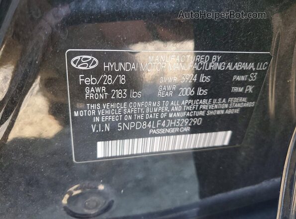 5NPD84LF4JH329290 2018 HYUNDAI ELANTRA Black 