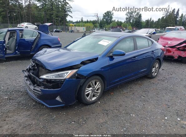 5NPD84LF4KH447910 2019 HYUNDAI ELANTRA Blue წინა მარცხენა ხედი სამი მეოთხედიდან