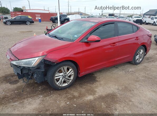 5NPD84LF5KH429125 2019 HYUNDAI ELANTRA Red Առջևի ձախ երեք քառորդ տեսարան