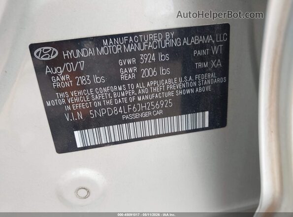 5NPD84LF6JH256925 2018 HYUNDAI ELANTRA Beige Вид підкапотного простору