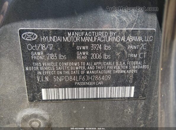 5NPD84LF6JH286409 2018 HYUNDAI ELANTRA Gray 