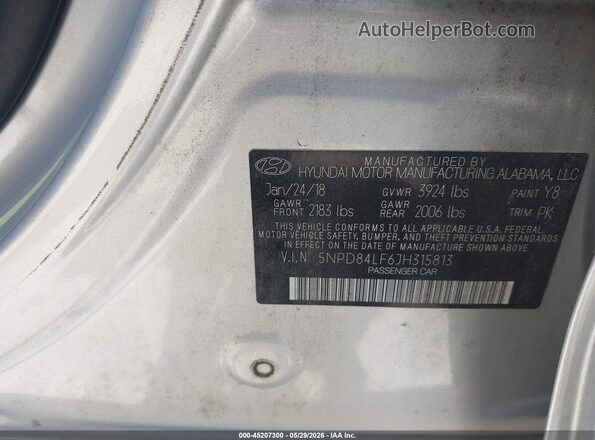 5NPD84LF6JH315813 2018 HYUNDAI ELANTRA Silver Engine compartment view