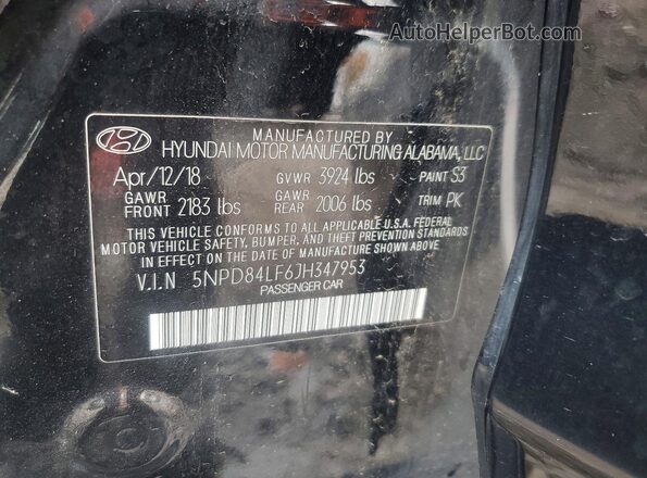 5NPD84LF6JH347953 2018 HYUNDAI ELANTRA Black Vista del compartimento del motor