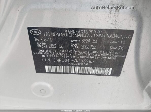 5NPD84LF7KH459162 2019 HYUNDAI ELANTRA Silver Engine compartment view