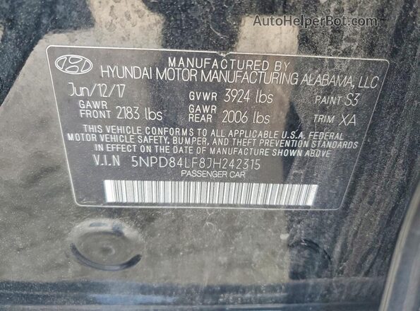 5NPD84LF8JH242315 2018 HYUNDAI ELANTRA Black 