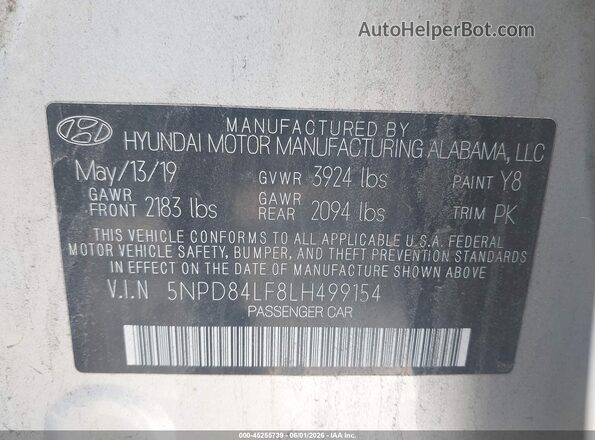 5NPD84LF8LH499154 2020 HYUNDAI ELANTRA Silver Widok komory silnika