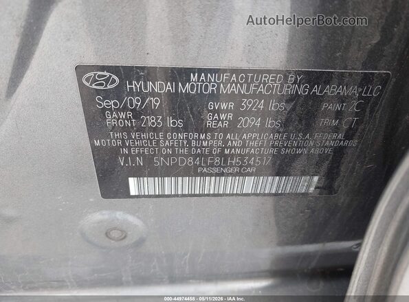 5NPD84LF8LH534517 2020 HYUNDAI ELANTRA Silver 