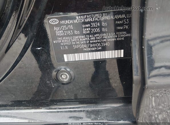 5NPD84LF9HH063940 2017 HYUNDAI ELANTRA Black Vista del compartimento del motor