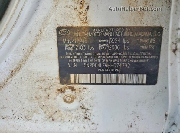 5NPD84LF9HH074792 2017 HYUNDAI ELANTRA White 
