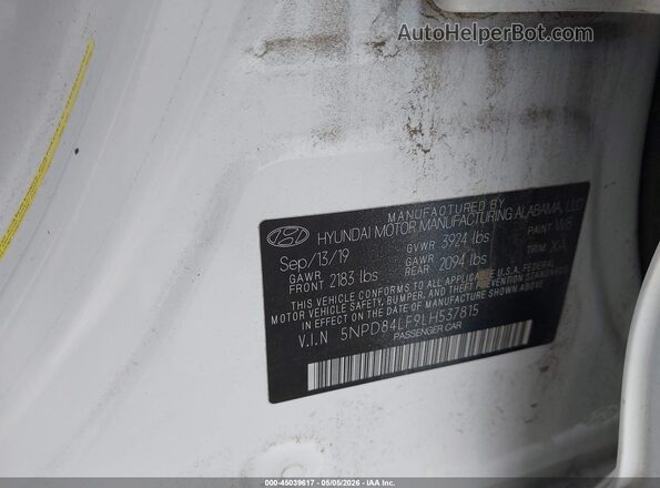 5NPD84LF9LH537815 2020 HYUNDAI ELANTRA White Engine compartment view