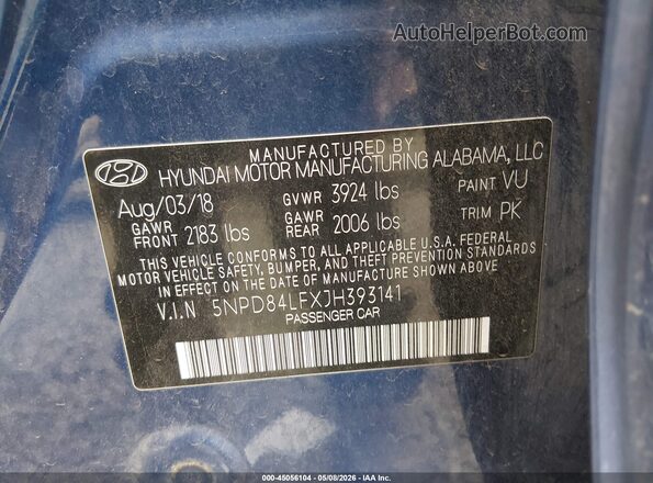 5NPD84LFXJH393141 2018 HYUNDAI ELANTRA Blue Вид підкапотного простору