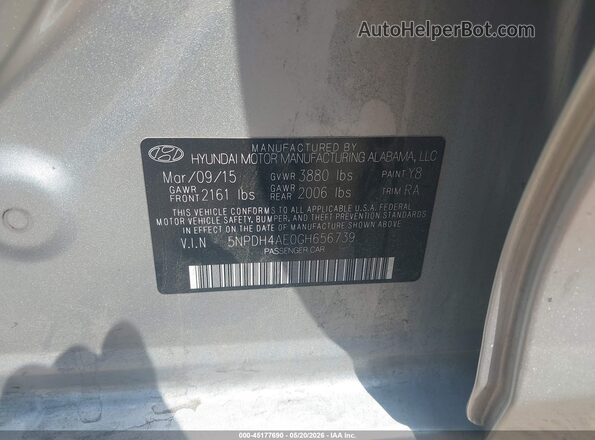 5NPDH4AE0GH656739 2016 HYUNDAI ELANTRA Gray Vista del compartimento del motor