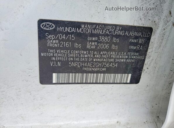 5NPDH4AE2GH756454 2016 HYUNDAI ELANTRA Белый Вид подкапотного пространства