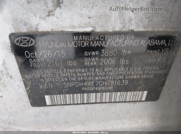 5NPDH4AE7GH781639 2016 HYUNDAI ELANTRA Silver Widok komory silnika