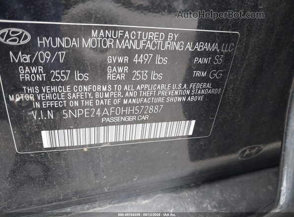 5NPE24AF0HH572887 2017 HYUNDAI SONATA Black Widok komory silnika