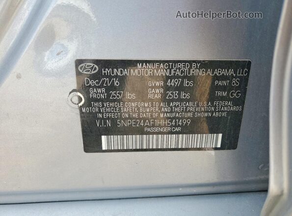 5NPE24AF1HH541499 2017 HYUNDAI SONATA Silver 